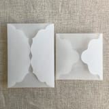 "Alba layered laser cut white translucent vellum wrap for 5x7 card | sets of 10" - Invitation Jackets and Overlays in white by Ivory Invitations