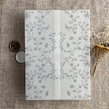 "Steel blue dainty floral vines printed vellum wrap for 5x7 card  | pack of 10" - Invitation Jackets and Overlays in blue by Ivory Invitations