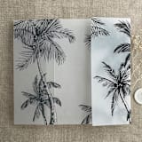 "Palm trees beach side black printed vellum wrap for 5x7 card | pack of 10" - Invitation Jackets and Overlays in black by Ivory Invitations