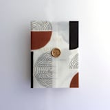 "Rust and black Abstract minimalist Tree ring pattern printed vellum wrap for 5x7 card | pack of 10" - Invitation Jackets and Overlays in multicolor by Ivory Invitations