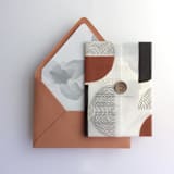 "Rust and black Abstract minimalist Tree ring pattern printed vellum wrap for 5x7 card | pack of 10" - Invitation Jackets and Overlays in multicolor by Ivory Invitations