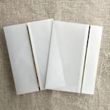 "Gold foil trim on edge white translucent vellum wrap for 5x7 cards | pack of 10" - Invitation Jackets and Overlays in gold by Ivory Invitations