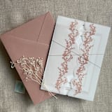 "Rust floral printed scallop edge vellum wrap for 5x7 card | pack of 10" - Invitation Jackets and Overlays in copper by Ivory Invitations