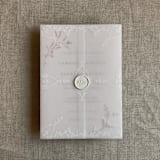 "Grace floral white vellum wrap for 5x7 card | pack of 10" - Invitation Jackets and Overlays in white by Ivory Invitations