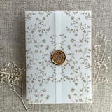 "Hazelnut dainty floral vines printed vellum wrap for 5x7 card  | pack of 10" - Invitation Jackets and Overlays in natural by Ivory Invitations