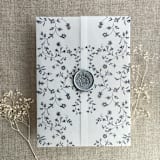 "Marin blue dainty floral vines printed vellum wrap for 5x7 card  | pack of 10" - Invitation Jackets and Overlays in blue by Ivory Invitations