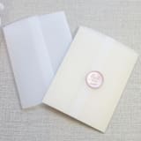 "Save the Date Vellum Jacket 4.25 x 5.5 (Set of 25)" - Invitation Jackets and Overlays in clear by Caroline Russo