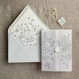 "Adorable flowers printed vellum wrap for 5x7 card | pack of 10" - Invitation Jackets and Overlays in gray by Ivory Invitations