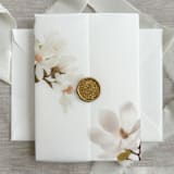 "Magnolia vellum jackets for invitations | Set of 10" - Invitation Jackets and Overlays in white by Maria Ferrer G.