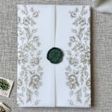 "Sage green toile vellum jacket | Set of 11" - Invitation Jackets and Overlays in green by Maria Ferrer G.