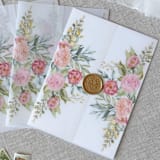 "Blush and pink florals vellum jacket | Set of 10" - Invitation Jackets and Overlays in multicolor by Maria Ferrer G.