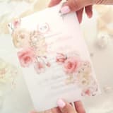 "Flower Printed Vellum Jackets, Set of 10" - Invitation Jackets and Overlays in white by Self Stationery