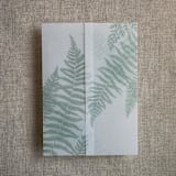 "Sage fern leaves greenery printed vellum wrap for 5x7 card  | pack of 10" - Invitation Jackets and Overlays in green by Ivory Invitations