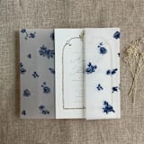 "Navy French roses lace floral printed vellum wrap for 5x7 card | pack of 10" - Invitation Jackets and Overlays in blue by Ivory Invitations