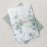 "Eucalyptus Sprigs Vellum Jacket | Set of 10" - Invitation Jackets and Overlays in green by Megan Tendler