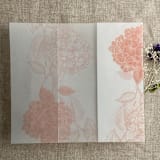 "Blush Hydrangea floral printed vellum wrap for 5x7 card | pack of 10" - Invitation Jackets and Overlays in pink by Ivory Invitations