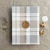 "Plaid lovers gold gray glen printed vellum wrap for 5x7 card | pack of 10" - Invitation Jackets and Overlays in multicolor by Ivory Invitations