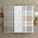 "Plaid lovers gold gray glen printed vellum wrap for 5x7 card | pack of 10" - Invitation Jackets and Overlays in multicolor by Ivory Invitations