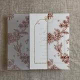 "Venetian floral lace rust color printed vellum wrap for 5x7 card | pack of 10" - Invitation Jackets and Overlays in brown by Ivory Invitations
