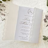 "Elegant Laser Cut Lace Vellum Jackets 5x7, Translucent Wedding Invitation Wrap, Prefolded Vellum Sleeve A7 | Set of 10" - Invitation Jackets and Overlays in clear by Self Stationery