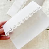 "Elegant Laser Cut Lace Vellum Jackets 5x7, Translucent Wedding Invitation Wrap, Prefolded Vellum Sleeve A7 | Set of 10" - Invitation Jackets and Overlays in clear by Self Stationery