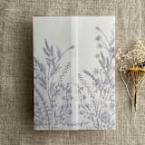 "Lavender English botanical garden floral printed vellum wrap for 5x7 card | pack of 10" - Invitation Jackets and Overlays in purple by Ivory Invitations