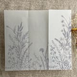 "Lavender English botanical garden floral printed vellum wrap for 5x7 card | pack of 10" - Invitation Jackets and Overlays in purple by Ivory Invitations