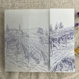 "Lavender vineyard landscape sketch printed vellum wrap for 5x7 card | pack of 10" - Invitation Jackets and Overlays in purple by Ivory Invitations