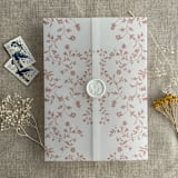 "Old rose dainty floral vines printed vellum wrap for 5x7 card  | pack of 10" - Invitation Jackets and Overlays in pink by Ivory Invitations