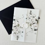 "White Rose Vellum Wrap for Wedding Invitations | Set of 10" - Invitation Jackets and Overlays in white by Eva Friesen