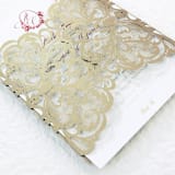 "Old Gold Luxury Laser cut Gatefold Jackets | Set of 10 | Envelopes Included" - Invitation Jackets and Overlays in gold by Self Stationery