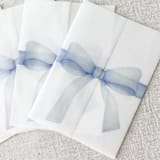 "Blue bow watercolor vellum jacket | Set of 10" - Invitation Jackets and Overlays in blue by Maria Ferrer G.