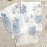 "Blue florals vellum wrap for invitations | Set of 10" - Invitation Jackets and Overlays in blue by Maria Ferrer G.