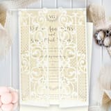 "Elegant Cream Laser Cut Invitation Cover for 5x7 Card | Set of 10 | Envelopes Included" - Invitation Jackets and Overlays in beige by Self Stationery