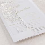 "Laser Cut Cover With a Motif of Tree | Set of 10 | Envelopes Included" - Invitation Jackets and Overlays in white by Self Stationery