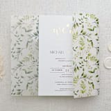 "Greenery Vellum Jacket for Wedding Invitations, Botanical Leaves Translucent Wrap, Elegant Nature Wedding Suite | Set of 10" - Invitation Jackets and Overlays in green by Self Stationery
