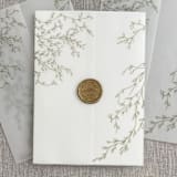 "Dusty green greenery vellum wrap for invitations | Set of 10" - Invitation Jackets and Overlays in green by Maria Ferrer G.