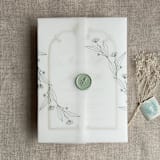 "Jessica minimalist forest green vellum wraps for 5x7 card | pack of 10" - Invitation Jackets and Overlays in green by Ivory Invitations