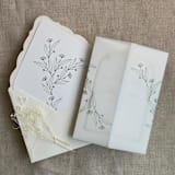 "Jessica minimalist forest green vellum wraps for 5x7 card | pack of 10" - Invitation Jackets and Overlays in green by Ivory Invitations