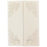 "Cream Gatefold with Intricate Laser Cut Roses for 5x7 Card | Set of 10 | Envelopes Included" - Invitation Jackets and Overlays in beige by Self Stationery