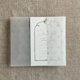 "Steel blue snow flake and forest vellum wrap for 5x7 card | pack of 10" - Invitation Jackets and Overlays in blue by Ivory Invitations