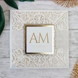 "Elegant Laser Cut Cover | Set of 10 | Envelopes Included" - Invitation Jackets and Overlays in white by Self Stationery