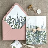 "Blue bell blossom floral printed vellum wrap for 5x7 card | pack of 10" - Invitation Jackets and Overlays in blue by Ivory Invitations