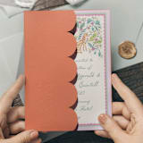 "Bright Coral Textured, Scalloped, Embossed Invitation Jacket, Qty 10" - Invitation Jackets and Overlays in orange by The Savage Label