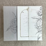 "Slate etched grand peony floral printed vellum wrap for 5x7 card  | pack of 10" - Invitation Jackets and Overlays in gray by Ivory Invitations
