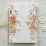"Elegant Watercolor Floral Vellum Jacket for 5x7 Wedding Invitations, Translucent Wrap | Set of 10" - Invitation Jackets and Overlays in multicolor by Self Stationery