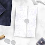 "Lilac Purple Vellum Invitation Jacket with Baroque Floral Pattern for 5 x 7 Wedding Invitations" - Invitation Jackets and Overlays in purple by Caroline Russo