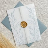 "Botanical Florals Vellum Jacket | Set of 10 | Blue & Green Color Options" - Invitation Jackets and Overlays in blue by Megan Tendler
