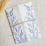 "Botanical Florals Vellum Jacket | Set of 10 | Blue & Green Color Options" - Invitation Jackets and Overlays in blue by Megan Tendler