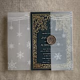 "White festive snowflake vellum wrap for 5x7 card | pack of 10" - Invitation Jackets and Overlays in white by Ivory Invitations
